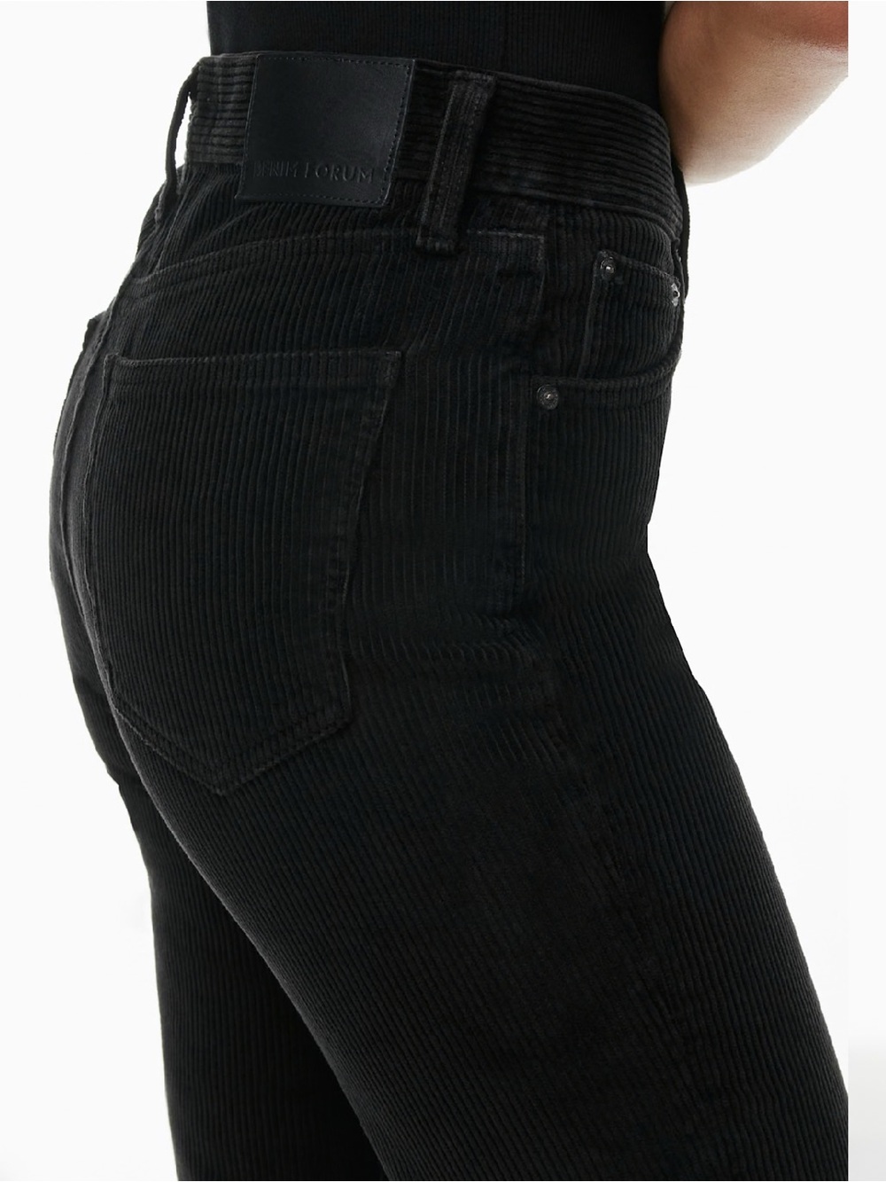 Aritzia Denim Forum Black Arlo High Rise Straight Pants Corduroy Women's Jeans - Picture 6 of 9